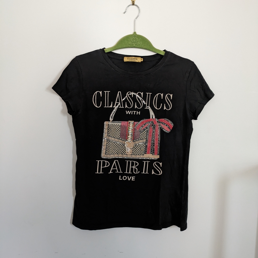 Vinizbena Jewelled Black Graphic Tee